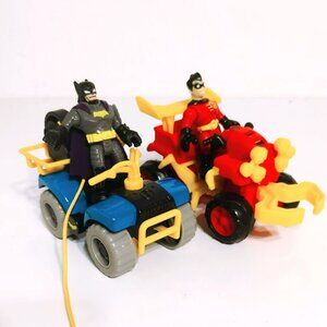 Imaginext DC Comics Lot of 2 - Batman Robin Action Figures With ATVs 2014 Mattel